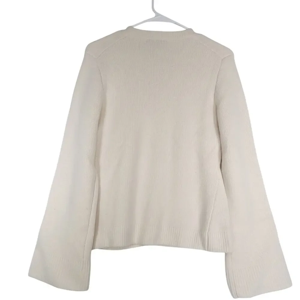 New Quince Small Mongolian Cashmere Button Up Structured Cardigan Sweater Ivory